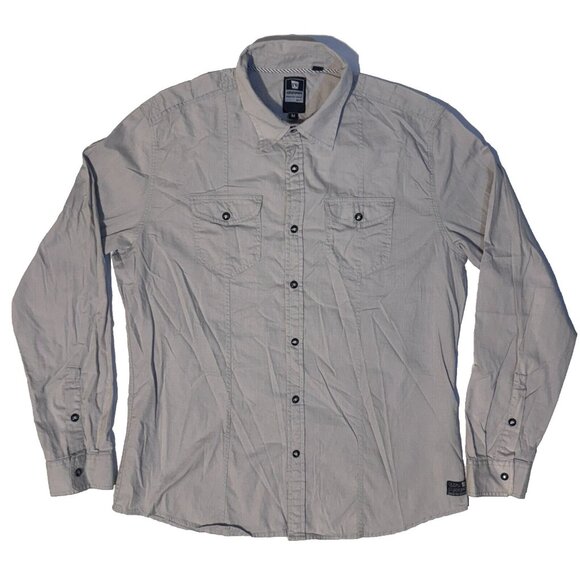Ocean Current Beige Button Snap Shirt - M Outdoors Surfer Long Sleeve - Picture 1 of 8